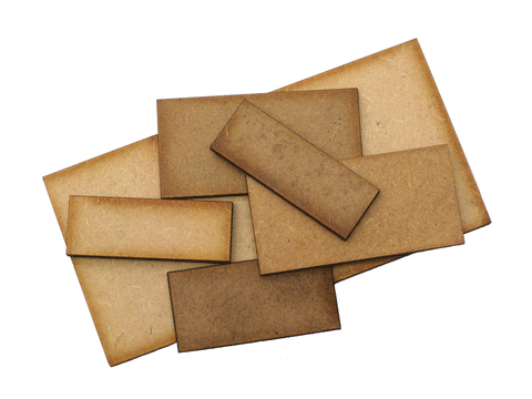 25mm x 50mm Rectangular Bases 2mm thick:  pack of 20